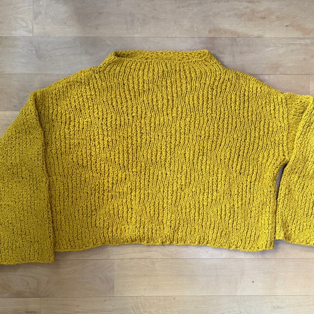 Eileen Fisher Yellow Knit cotton oversized mockneck Sweater